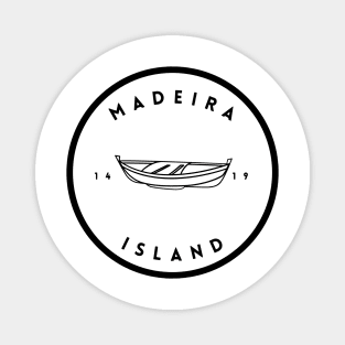 Madeira Island 1419 logo with the traditional fishing boat/canoa in black & white Magnet